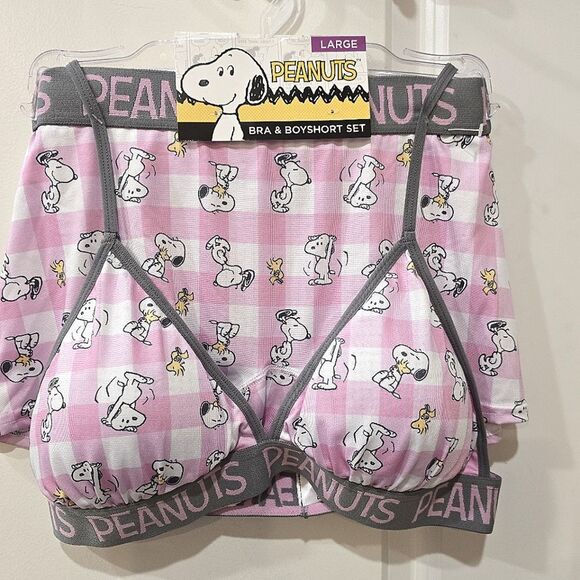 Peanuts Snoopy & Woodstock Checkered Triangle Bralette & Boyshort Set - Picture 3 of 6